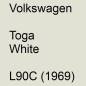 Preview: Volkswagen, Toga White, L90C (1969).